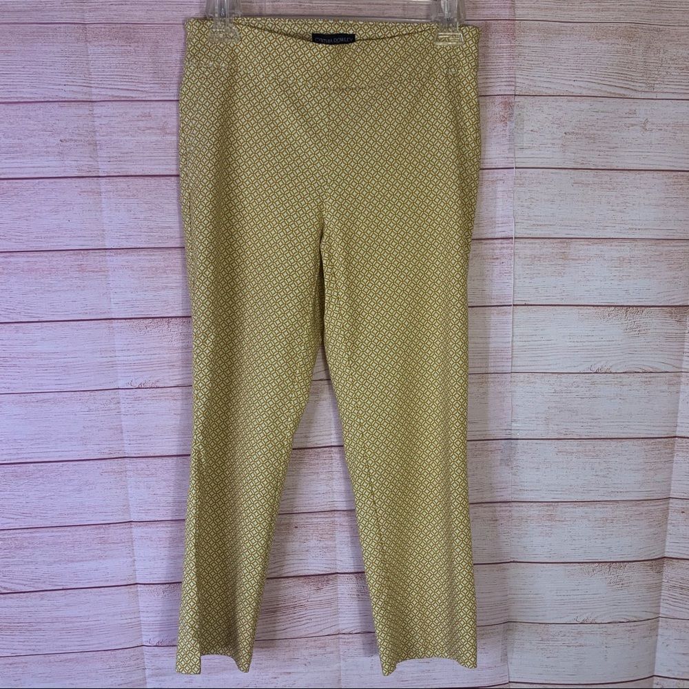 Cynthia Rowley Yellow White Capri Pants Size 2